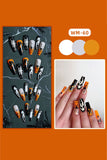 BH063011-P22, Multicolour Halloween Orange Gradient Spider Web Ghost Fake Nails