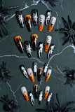 BH063011-P22, Multicolour Halloween Orange Gradient Spider Web Ghost Fake Nails