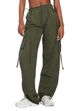 Women Fashion Baggy Relaxed Fit Long Cargo Pant Trousers