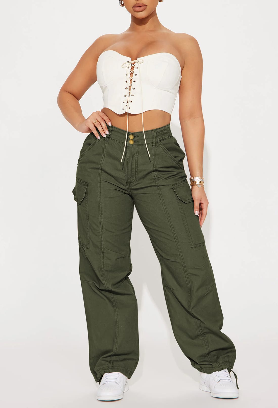 LC7712377-109-S, LC7712377-109-M, LC7712377-109-L, LC7712377-109-XL, Army Green Cargo Pant