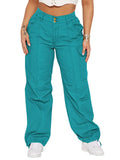 Women High Waist Cargo Pants Relaxed Fit Wide Leg Pants with Pockets