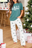 LC15753-P1809-S, LC15753-P1809-M, LC15753-P1809-L, LC15753-P1809-XL, Skobeloff Women's Pajama Set Christmas Tree Print Tee and Pants Lounge Set