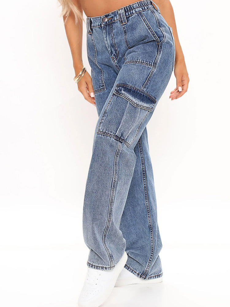 Women's Jeans Flap Pocket Side Cargo Jeans Jeans for Women (Color