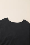 LC25123326-P2-S, LC25123326-P2-M, LC25123326-P2-L, LC25123326-P2-XL, LC25123326-P2-2XL, Black Sequin Patchwork Sleeve Open Back Waffle Knit Top