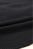 LC25123326-P2-S, LC25123326-P2-M, LC25123326-P2-L, LC25123326-P2-XL, LC25123326-P2-2XL, Black Sequin Patchwork Sleeve Open Back Waffle Knit Top
