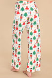 LC15759-P120-S, LC15759-P120-M, LC15759-P120-L, LC15759-P120-XL, White Printed Women's Christmas Pattern Buttoned Two Piece Long Sleeve Sleepwear Pajamas