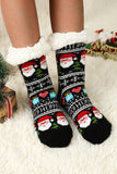 BH041883-P2, Black Fleece Crew Sock Santa Claus Socks for Winter Christmas