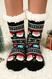 BH041883-P2, Black Fleece Crew Sock Santa Claus Socks for Winter Christmas