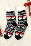 BH041883-P2, Black Fleece Crew Sock Santa Claus Socks for Winter Christmas