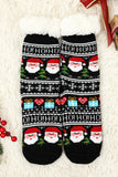 BH041883-P2, Black Fleece Crew Sock Santa Claus Socks for Winter Christmas