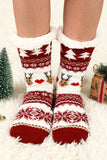 BH041883-P3, Fiery Red Fleece Crew Sock Santa Claus Socks for Winter Christmas