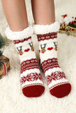 BH041883-P3, Fiery Red Fleece Crew Sock Santa Claus Socks for Winter Christmas