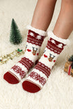 BH041883-P3, Fiery Red Fleece Crew Sock Santa Claus Socks for Winter Christmas