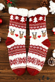 BH041883-P3, Fiery Red Fleece Crew Sock Santa Claus Socks for Winter Christmas