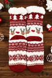 BH041883-P3, Fiery Red Fleece Crew Sock Santa Claus Socks for Winter Christmas