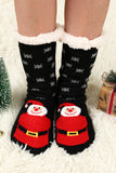 BH041892-P2, Black Holiday Socks for Women Christmas Cartoon Pattern Woolen Knit Socks