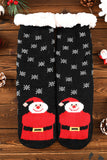 BH041892-P2, Black Holiday Socks for Women Christmas Cartoon Pattern Woolen Knit Socks