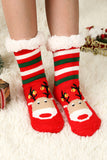 BH041892-P3, Fiery Red Holiday Socks for Women Christmas Cartoon Pattern Woolen Knit Socks