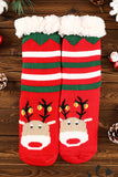 BH041892-P3, Fiery Red Holiday Socks for Women Christmas Cartoon Pattern Woolen Knit Socks