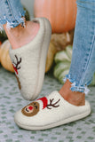 BH023147-P101-37, BH023147-P101-39, BH023147-P101-41, BH023147-P101-43, BH023147-P101-38, BH023147-P101-40, BH023147-P101-42, White Fluffy Slippers for Women Slip-on Cozy Christmas Deer Home Indoor Plush Slippers