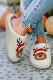 Fluffy Slippers for Women Slip-on Cozy Christmas Deer Home Indoor Plush Slippers