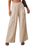 LC7712374-4015-S, LC7712374-4015-M, LC7712374-4015-L, LC7712374-4015-XL, Ivory POCKETED WIDE LEG PANTS 