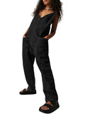 Women's High Roller Denim Jumpsuits Loose Baggy Jumpers with Pockets