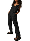 LC25214575-2-S, LC25214575-2-M, LC25214575-2-L, LC25214575-2-XL, Black Jeans-Jumpsuit