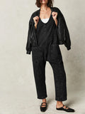 LC25214575-2-S, LC25214575-2-M, LC25214575-2-L, LC25214575-2-XL, Black Jeans-Jumpsuit