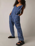 LC25214575-5-S, LC25214575-5-M, LC25214575-5-L, LC25214575-5-XL, Dark Blue Jeans-Jumpsuit