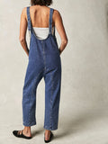 LC25214575-5-S, LC25214575-5-M, LC25214575-5-L, LC25214575-5-XL, Dark Blue Jeans-Jumpsuit