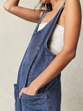 LC25214575-5-S, LC25214575-5-M, LC25214575-5-L, LC25214575-5-XL, Dark Blue Jeans-Jumpsuit