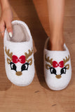 Christmas Reindeer Slippers for Womens Santa Claus Plush Slippers