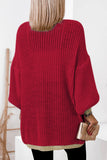 LC2711139-3-S, LC2711139-3-M, LC2711139-3-L, LC2711139-3-XL, LC2711139-3-2XL, Red Contrast Solid Drop Shoulder Cardigan