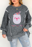 Christmas Solid Raw Hem Round Neck Sweatshirt Shift Basic Large size outfit hoodie