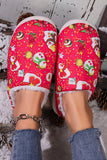 BH023163-P3-37, BH023163-P3-39, BH023163-P3-41, BH023163-P3-43, BH023163-P3-38, BH023163-P3-40, BH023163-P3-42, Fiery Red Christmas Slippers Reindeer Snowman Print Elk Fuzzy Winter Slippers