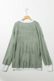 LC2711139-9-S, LC2711139-9-M, LC2711139-9-L, LC2711139-9-XL, LC2711139-9-2XL, Green Contrast Solid Drop Shoulder Cardigan