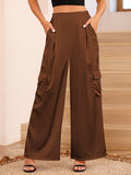 LC7712374-1017-S, LC7712374-1017-M, LC7712374-1017-L, LC7712374-1017-XL, Chestnut POCKETED WIDE LEG PANTS 