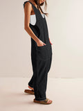 LC25214575-2-S, LC25214575-2-M, LC25214575-2-L, LC25214575-2-XL, Black Jeans-Jumpsuit