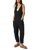 LC25214575-2-S, LC25214575-2-M, LC25214575-2-L, LC25214575-2-XL, Black Jeans-Jumpsuit