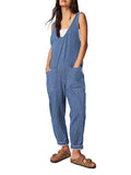 LC25214575-4-S, LC25214575-4-M, LC25214575-4-L, LC25214575-4-XL, Light Blue Jeans-Jumpsuit