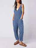 LC25214575-4-S, LC25214575-4-M, LC25214575-4-L, LC25214575-4-XL, Light Blue Jeans-Jumpsuit