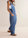 LC25214575-4-S, LC25214575-4-M, LC25214575-4-L, LC25214575-4-XL, Light Blue Jeans-Jumpsuit