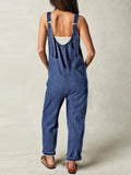 LC25214575-5-S, LC25214575-5-M, LC25214575-5-L, LC25214575-5-XL, Dark Blue Jeans-Jumpsuit