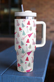 BH051439-P1, White Cartoon Christmas Tree Printed Thermos Cup Holiday Christmas Gifts