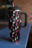 BH051439-P2, Black Cartoon Christmas Tree Printed Thermos Cup Holiday Christmas Gifts