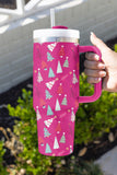 BH051439-P6, Rose Red Cartoon Christmas Tree Printed Thermos Cup Holiday Christmas Gifts