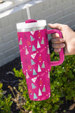 BH051439-P6, Rose Red Cartoon Christmas Tree Printed Thermos Cup Holiday Christmas Gifts