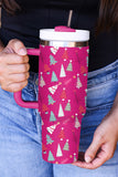 BH051439-P6, Rose Red Cartoon Christmas Tree Printed Thermos Cup Holiday Christmas Gifts