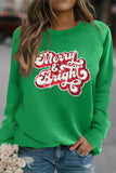 LC25316863-9-S, LC25316863-9-M, LC25316863-9-L, LC25316863-9-XL, Green Christmas Women's Merry Graphic Sweatshirt Merry & Bright Sequin Pullover Top